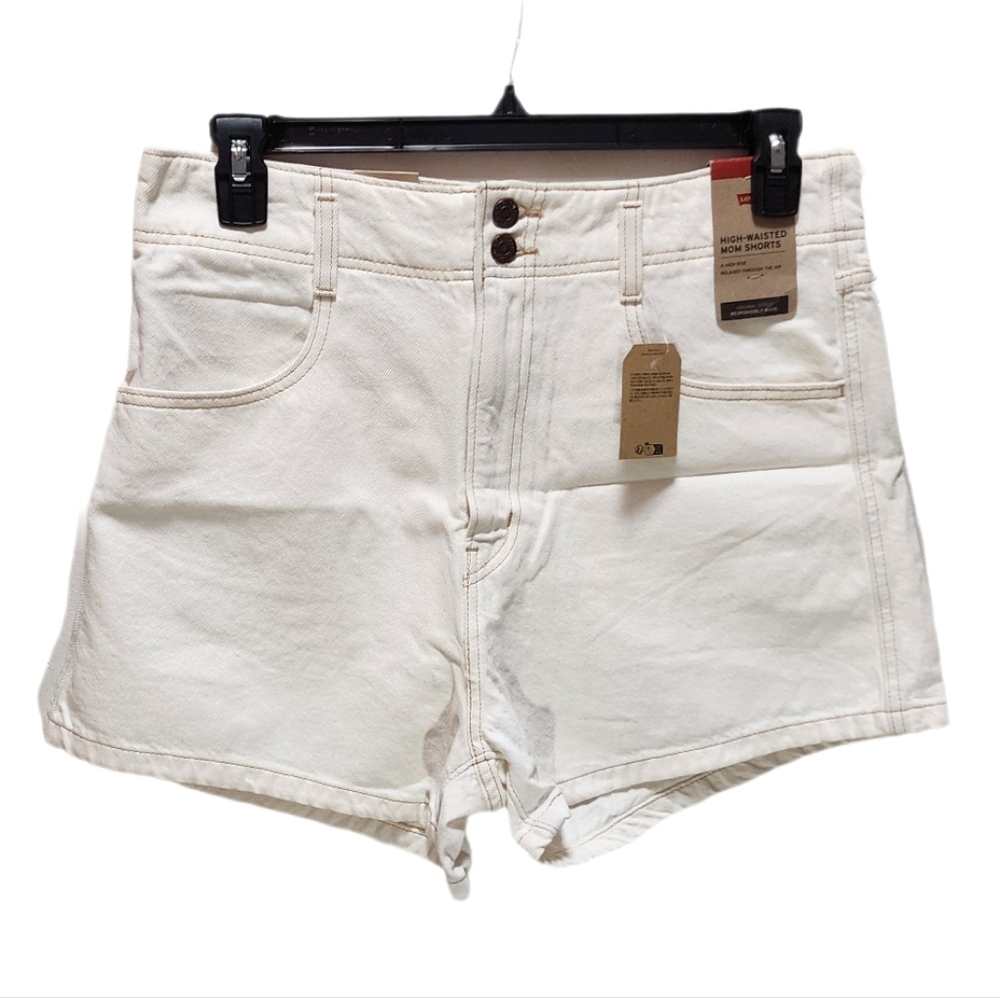 Levi's Women's High Waisted Mom Shorts Vintage-inspired Denim Size 31 Ecru Ethos